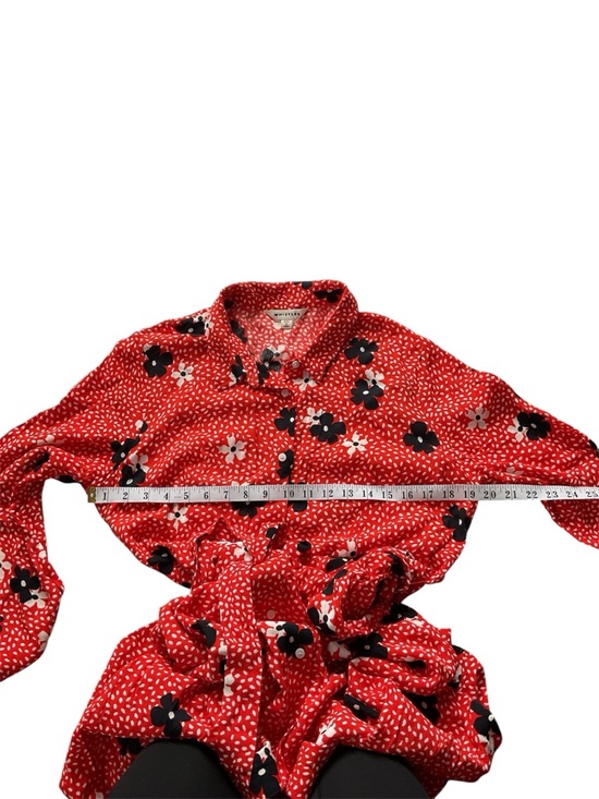 Whistles Confetti Floral Shirt Dress Red Orange Floral Long-Sleeve Midi Dress, 8 - Picture 11 of 14